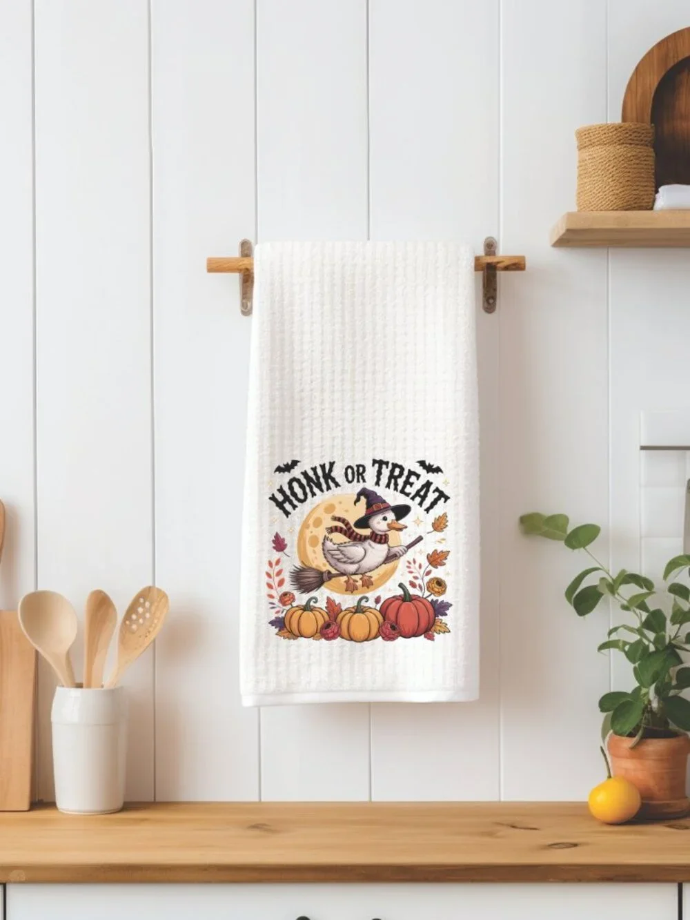 Honk or Treat Goose Decorative Kitchen Tea Towel